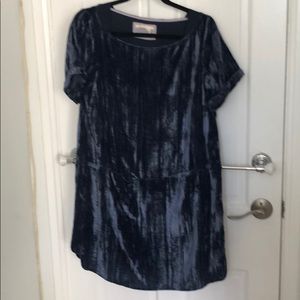 Crush velvet blue dress (Anthropologie)